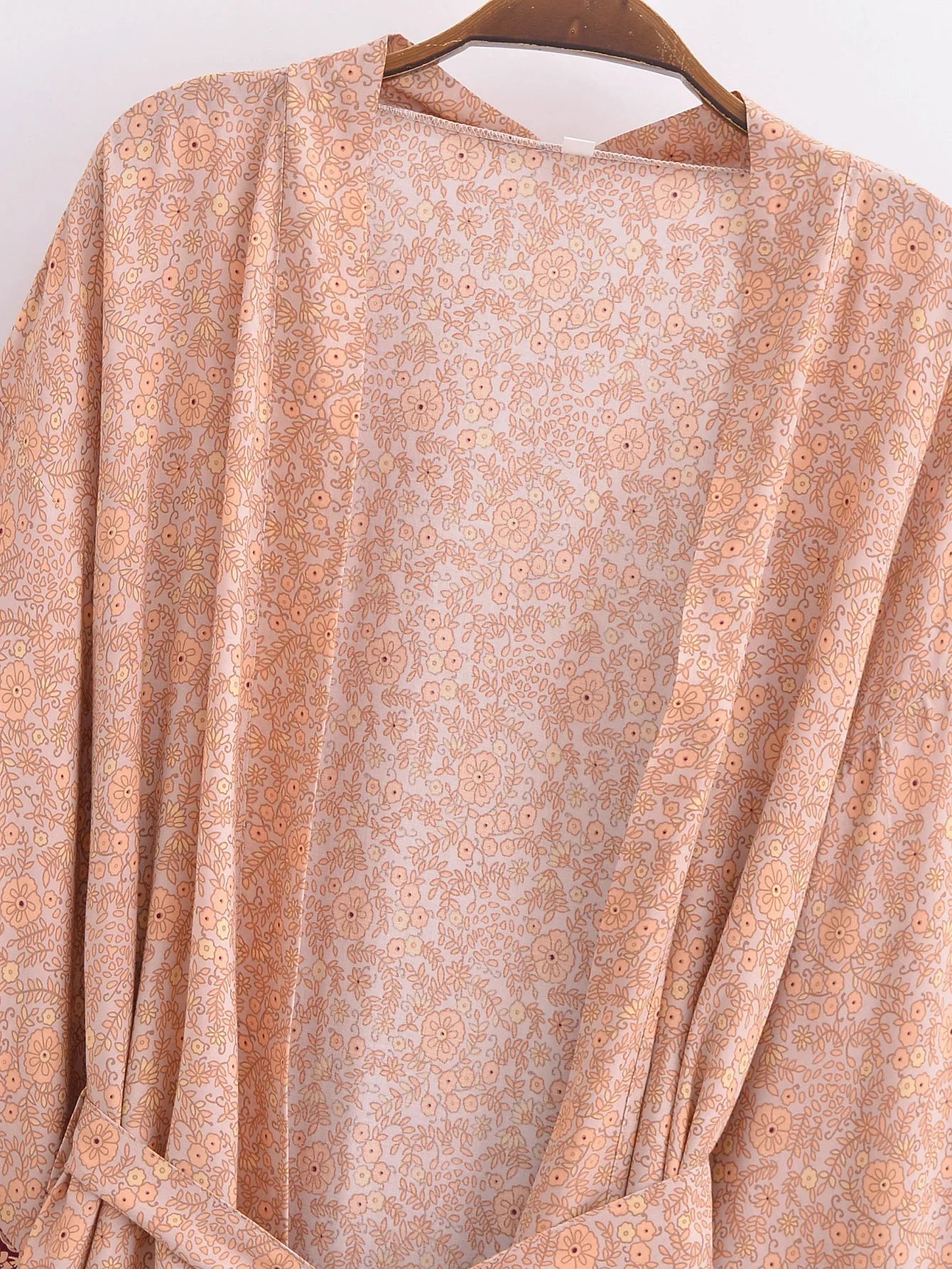 Coral Serenade Boho Floral Print Short Robe