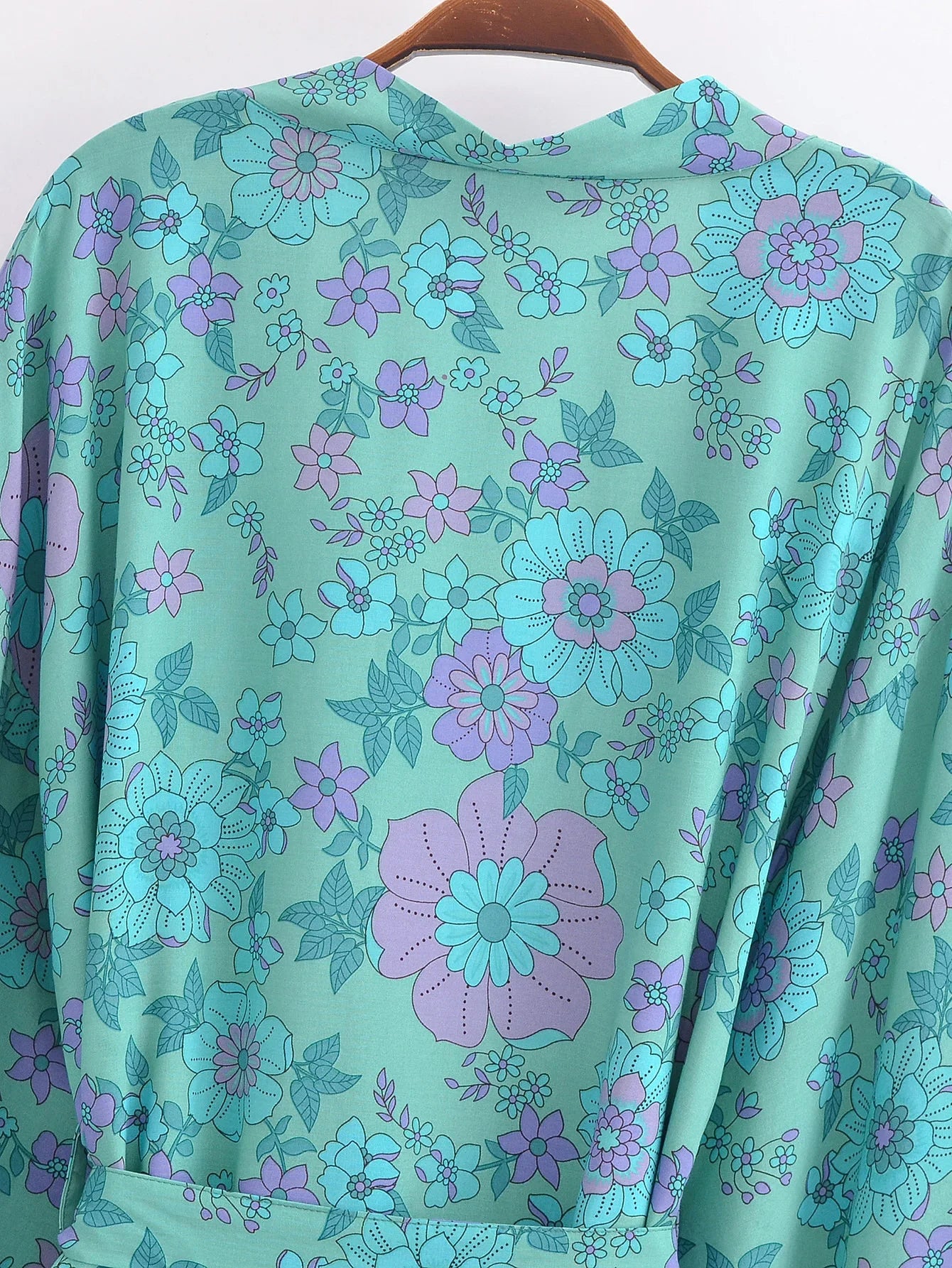 Turquoise Bloom Boho Floral Print Short Robe