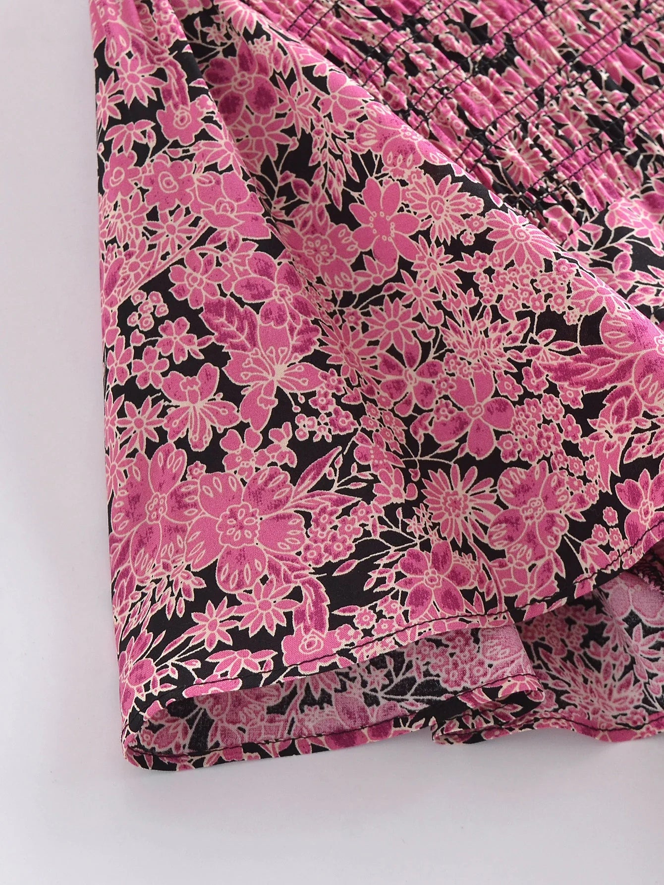 Rose Pink Boho Floral Print Midi Dress