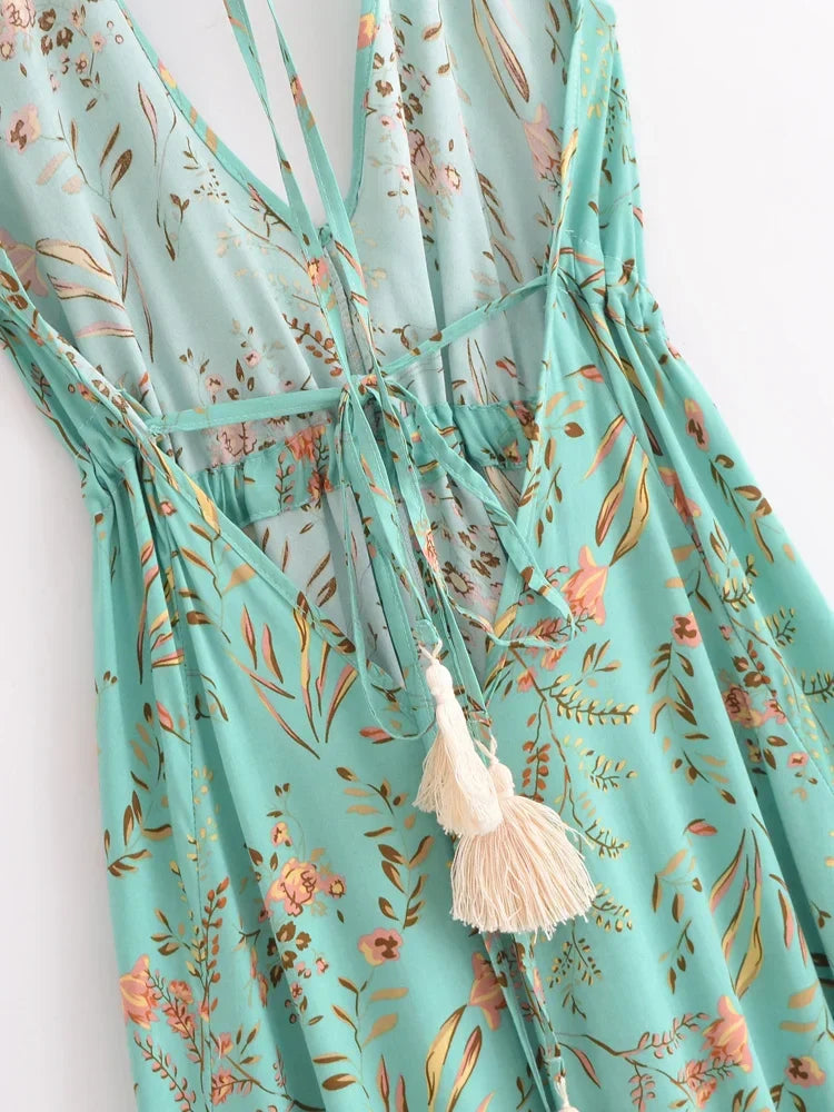 Whispers of Romance Boho Floral Print Maxi Dress