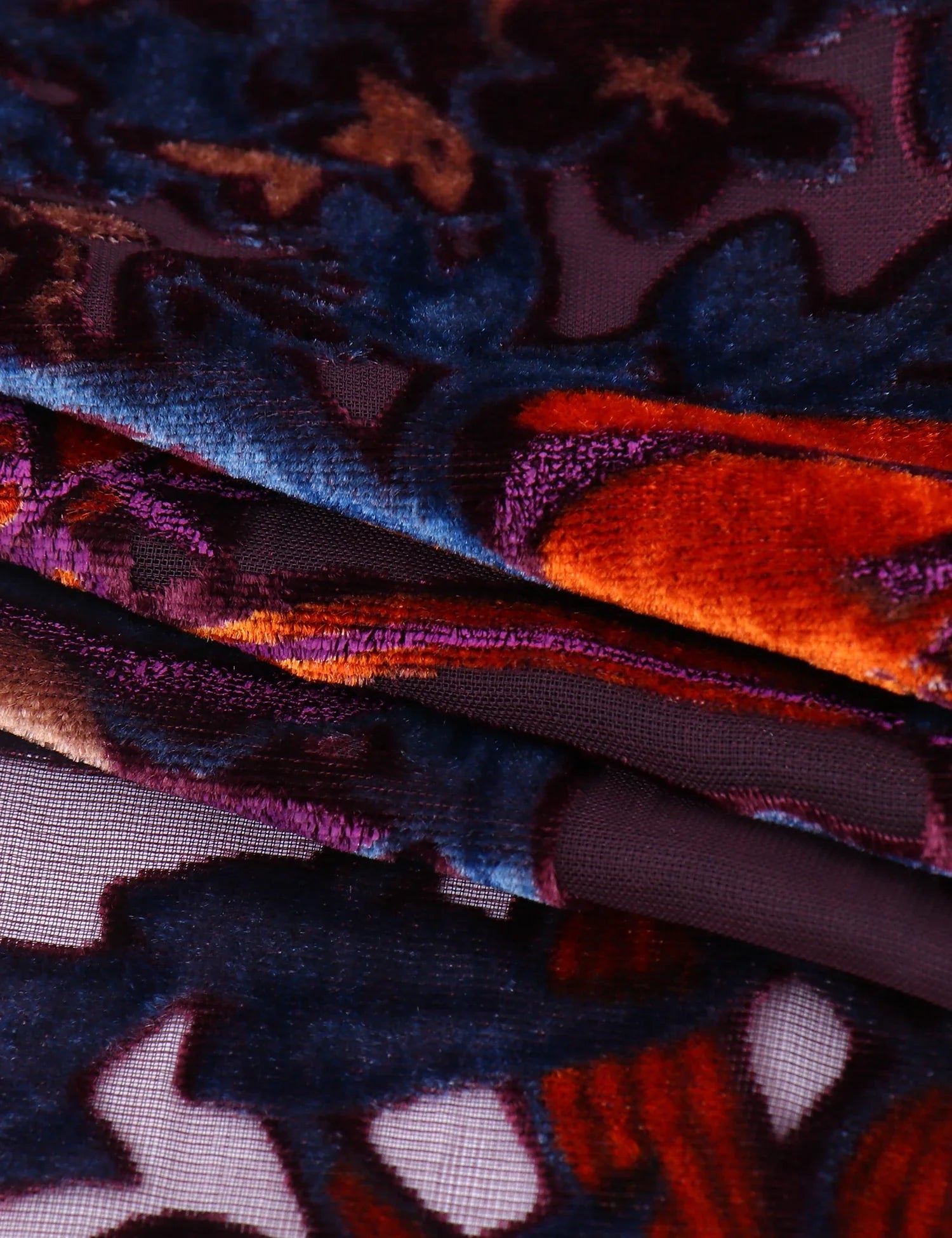 Plum Wine Floral Print Velvet Burnout Kimono