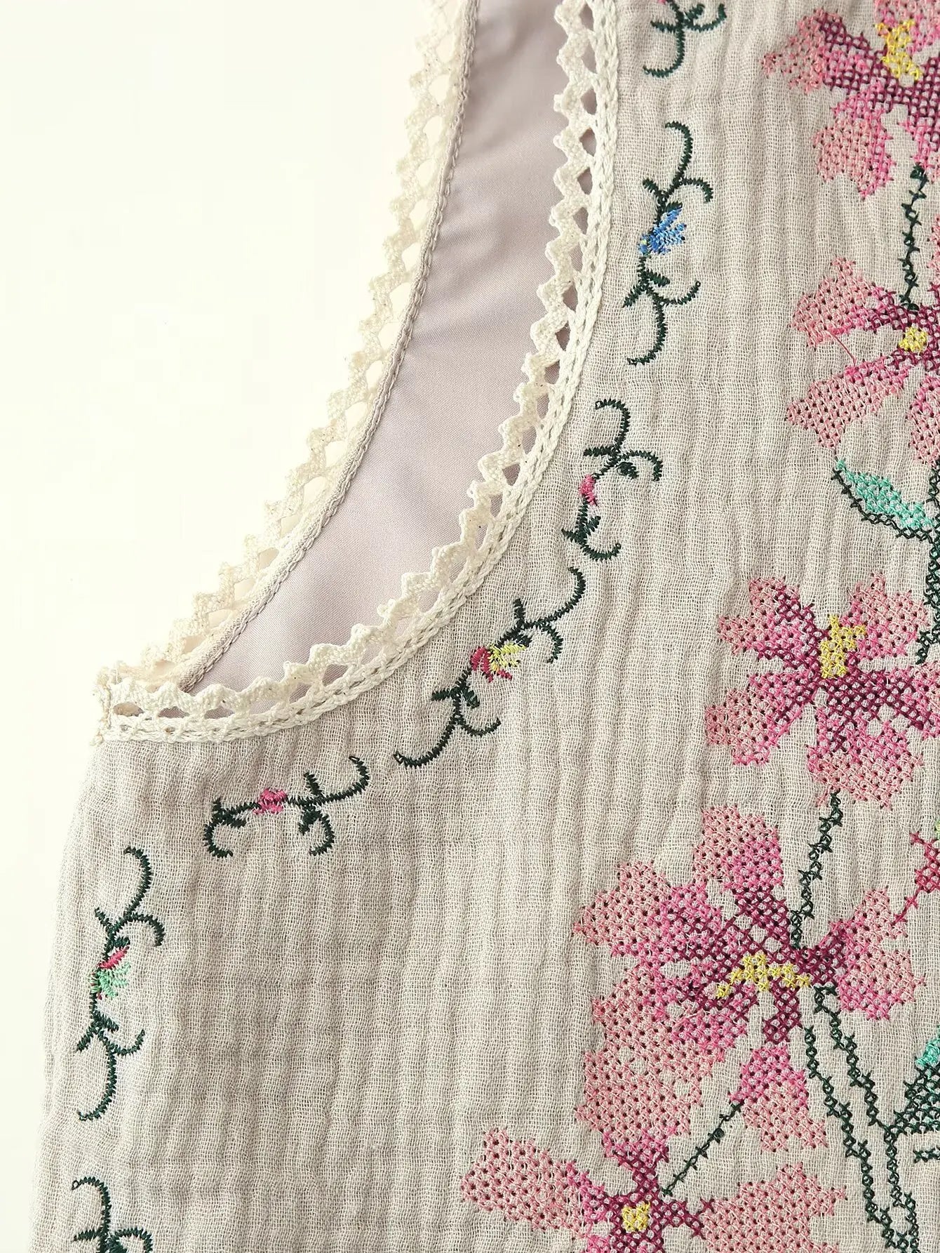 Sandy Bloom Boho Floral Embroidered Vest