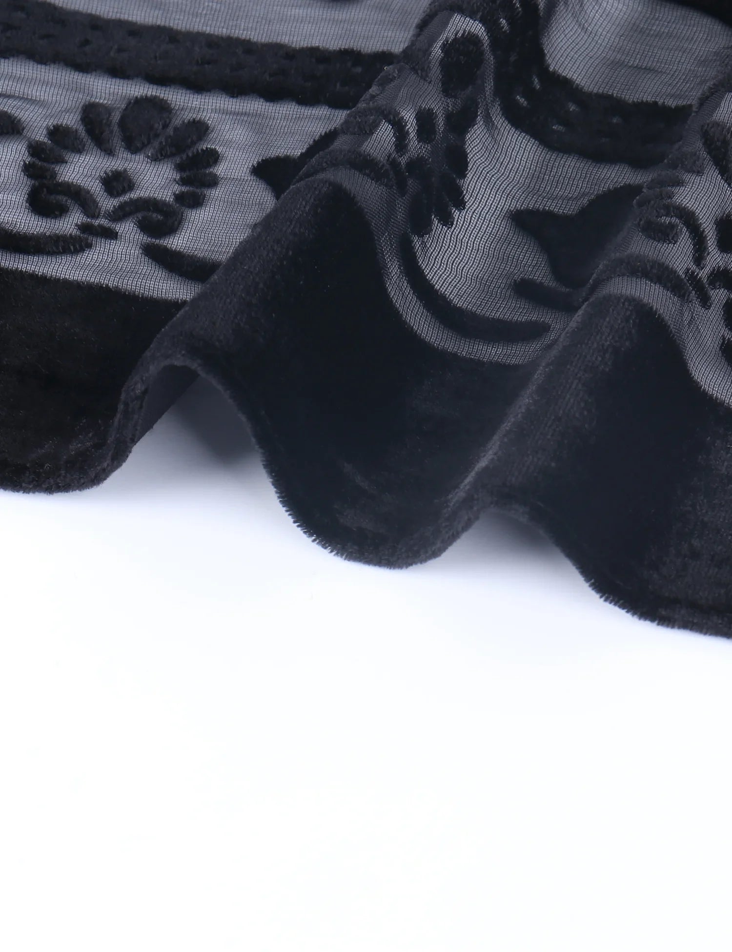 Black Floral Print Velvet Burnout Kimono