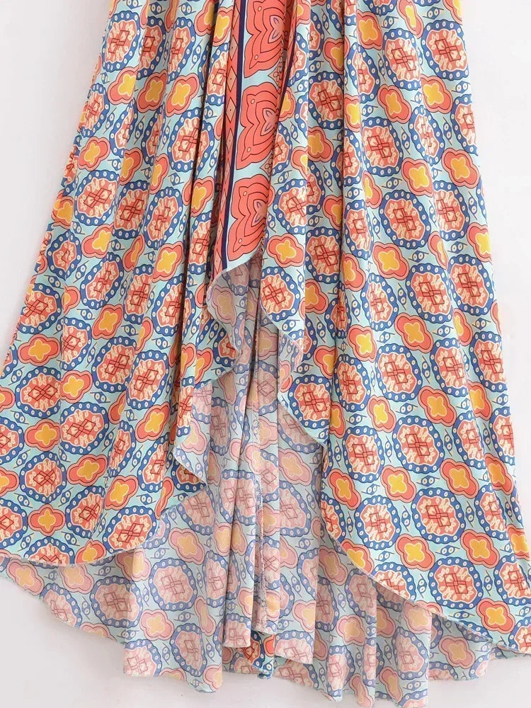 Blue Daze Boho Floral Maxi Dress