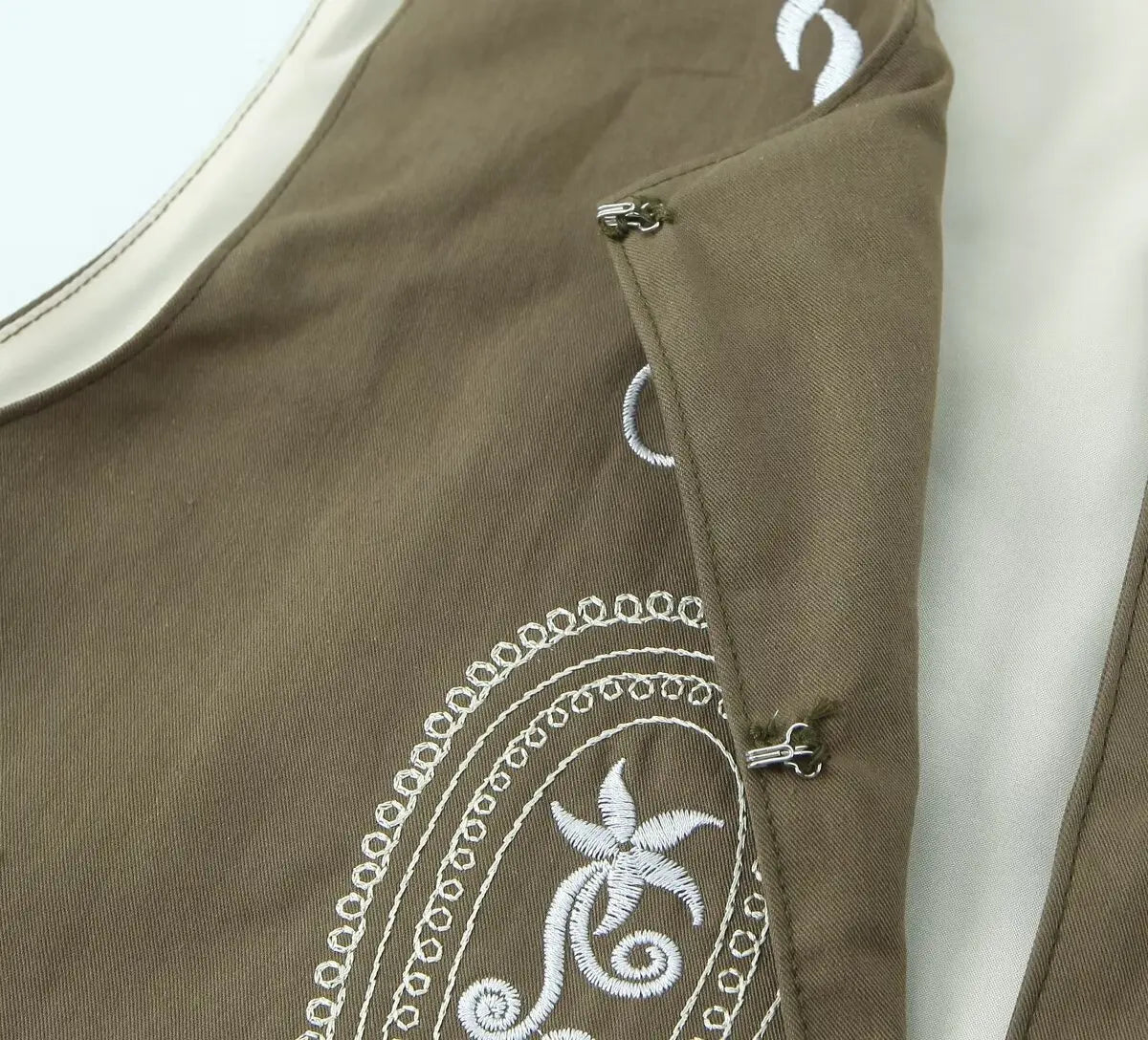 Olive Paisley Boho Floral Embroidered Vest