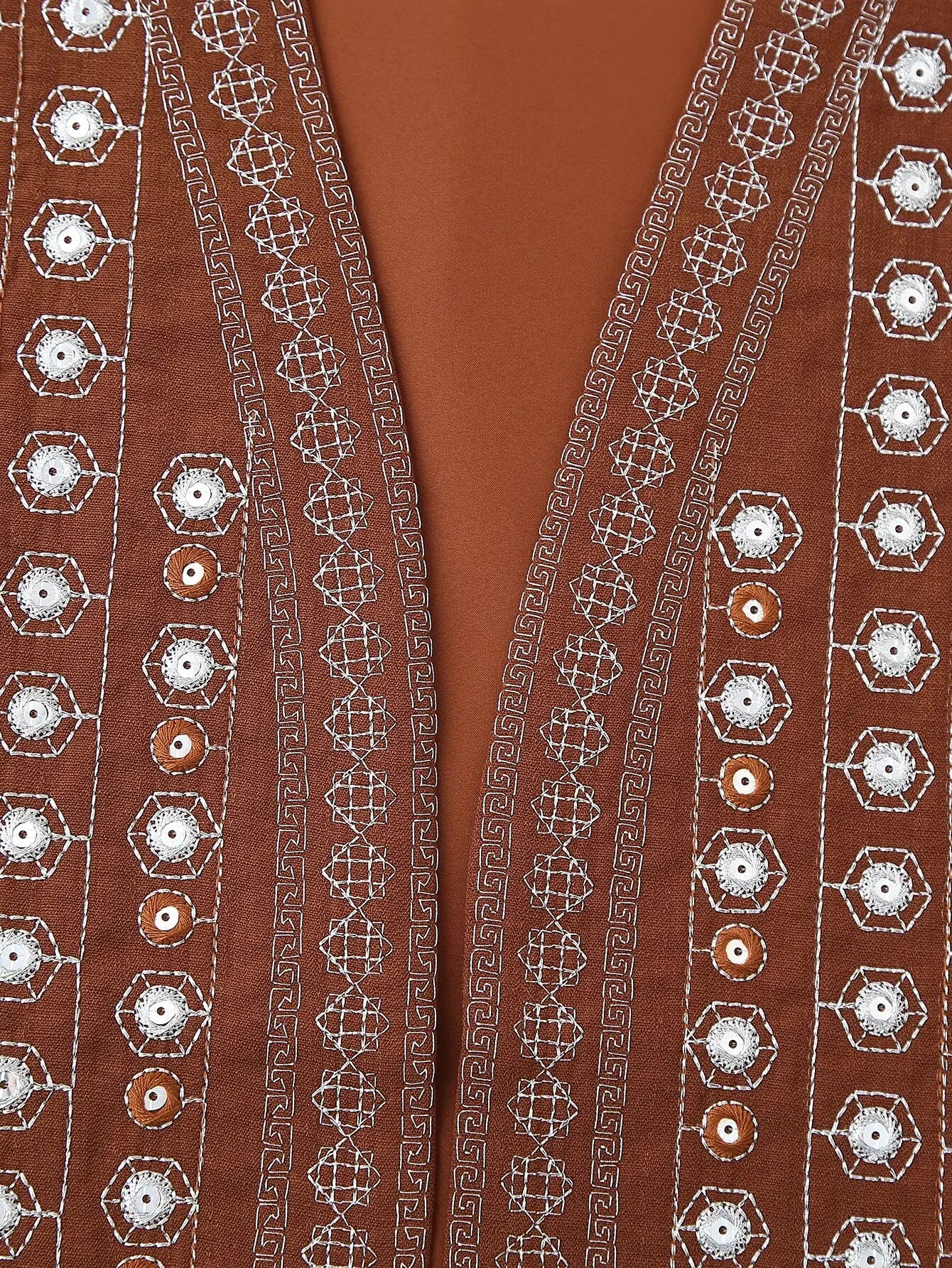 Rustic Spice Boho Sequin Embroidered Vest