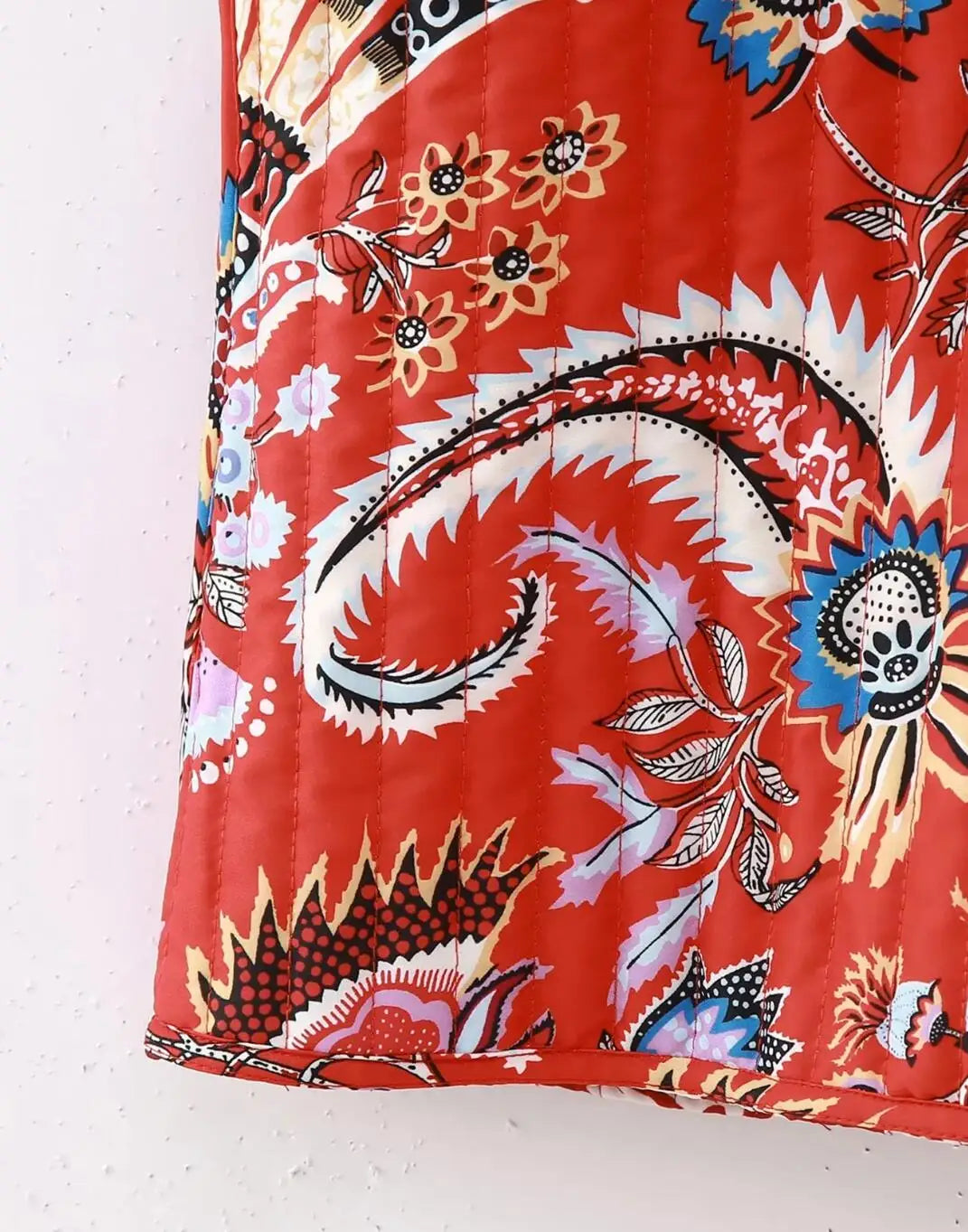 Red Reversible Boho Floral Vest