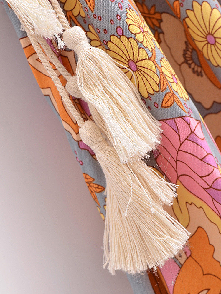 Forever Floral Boho Floral Print Midi Dress