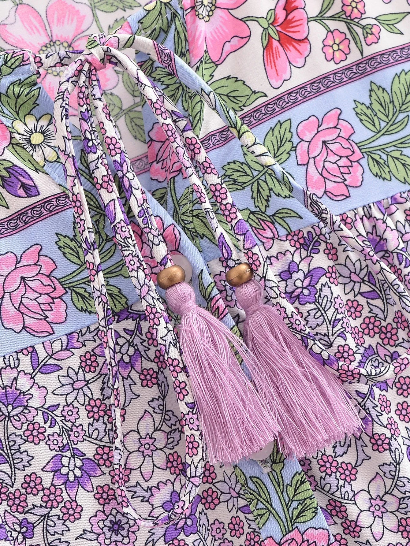 Posy Purple Boho Floral Print Mini Dress