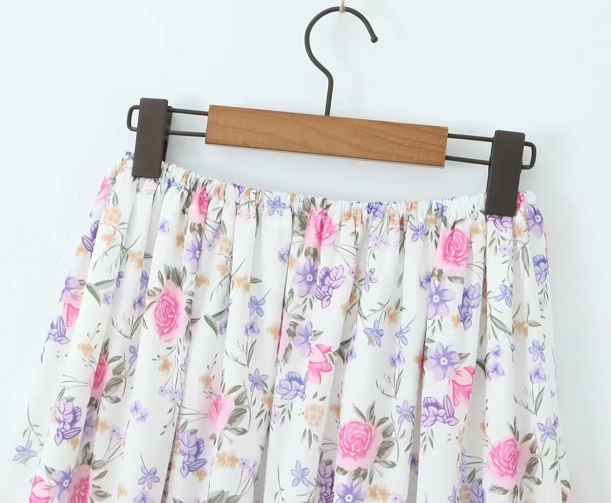 Secret Garden Boho Floral Print Maxi Skirt
