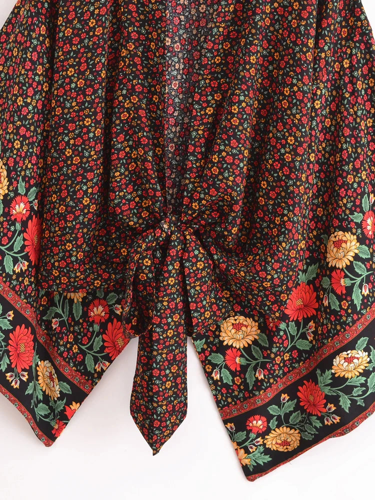Raven Romance Boho Floral Print Crop Top