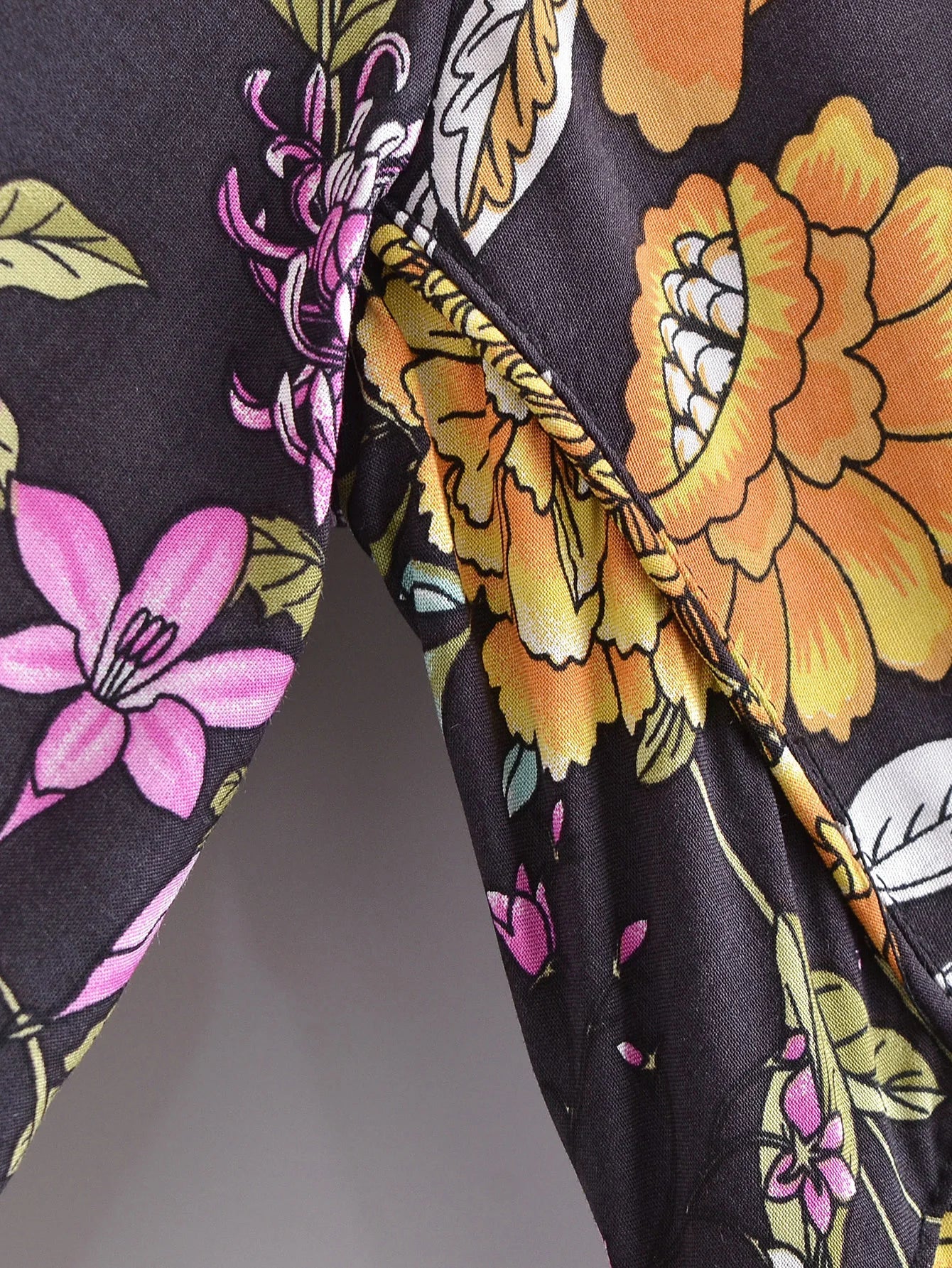 Black Butterfly Boho Floral Print Long Sleeve Maxi Dress