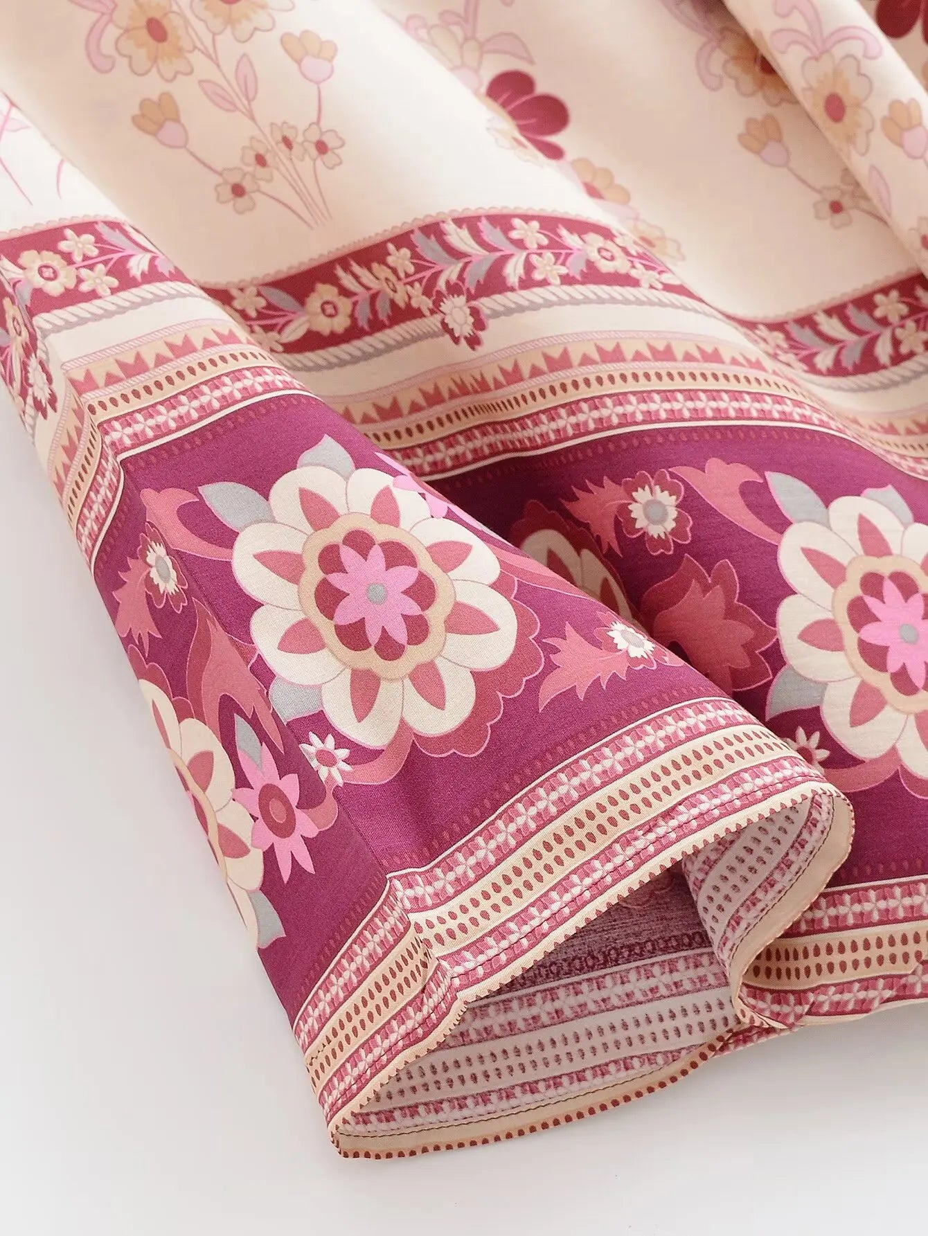 Wild Berry Bloom Boho Floral Print Short Robe