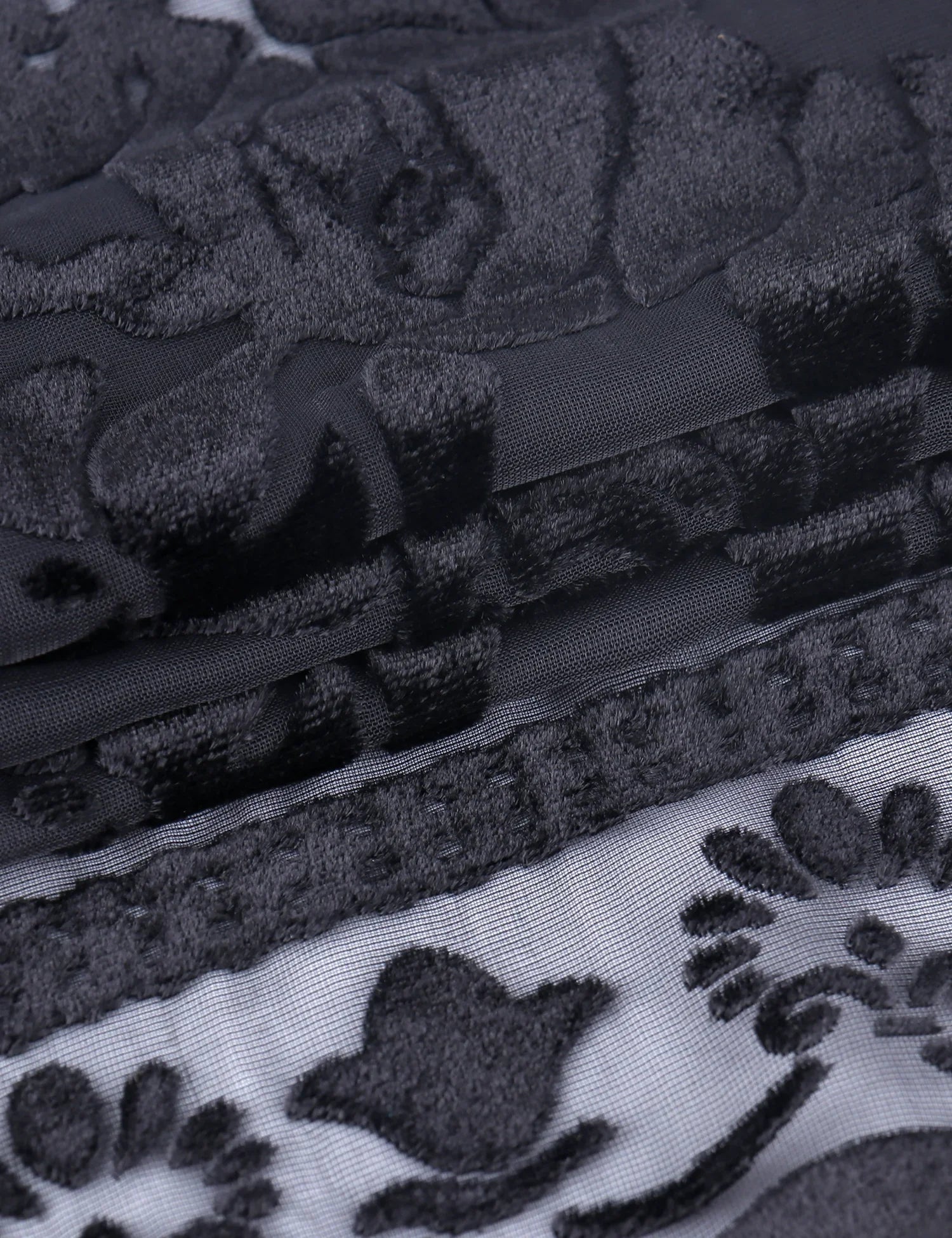 Black Floral Print Velvet Burnout Kimono