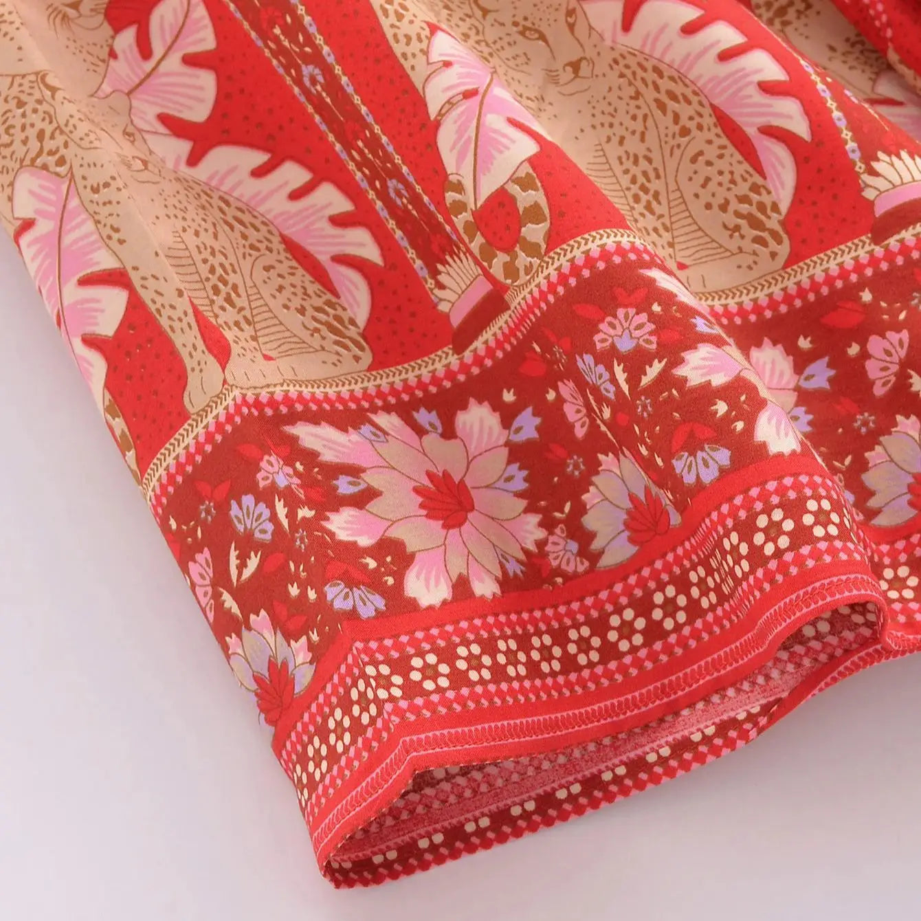 Wild Savannah Boho Floral Print Short Robe