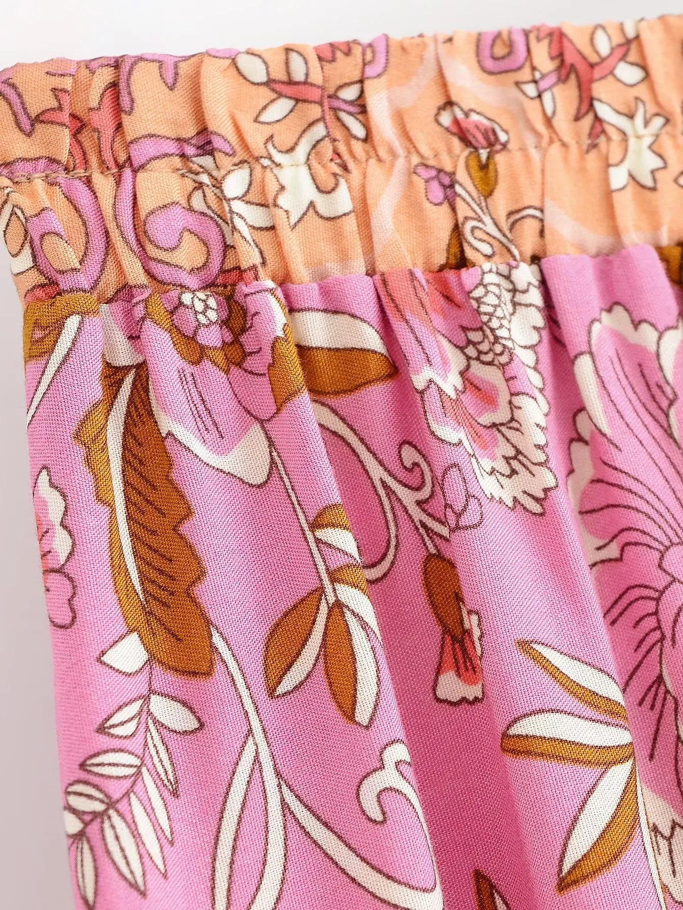 Pink Meadow Floral Print Boho Maxi Skirt