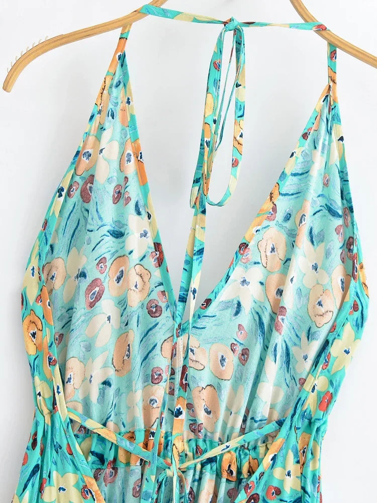 Enchanted Blooms Boho Floral Print Maxi Dress