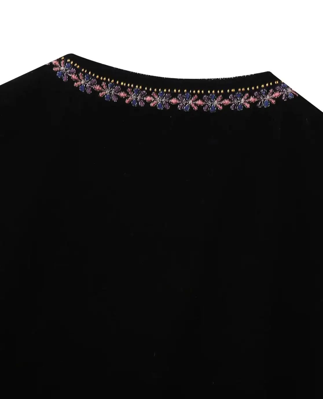 Black Shimmer Boho Sequin Embroidered Vest