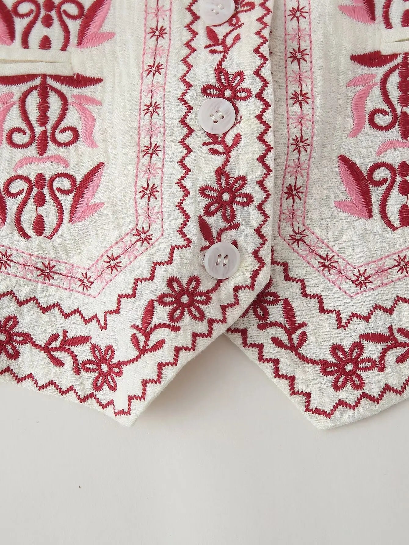 Daisy Blooms Boho Floral Embroidered Vest
