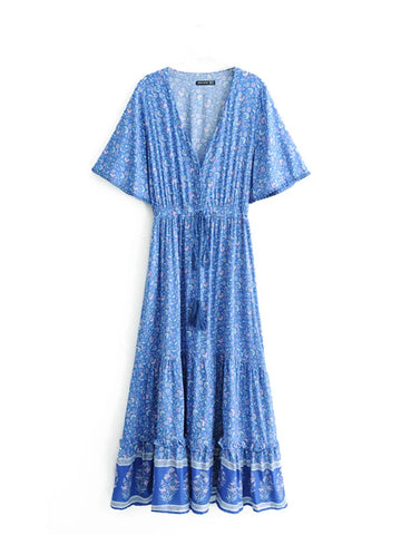 Whispering Willow Boho Floral Print Maxi Dress