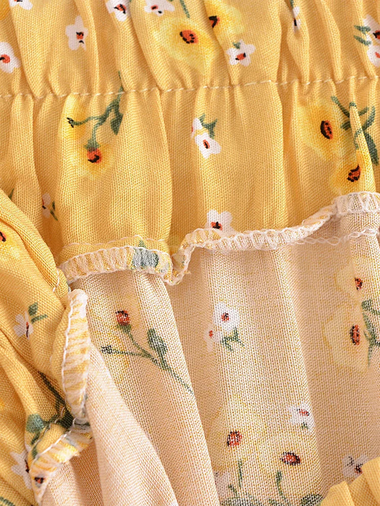 Buttercup Bloom Boho Floral Print Mini Skirt