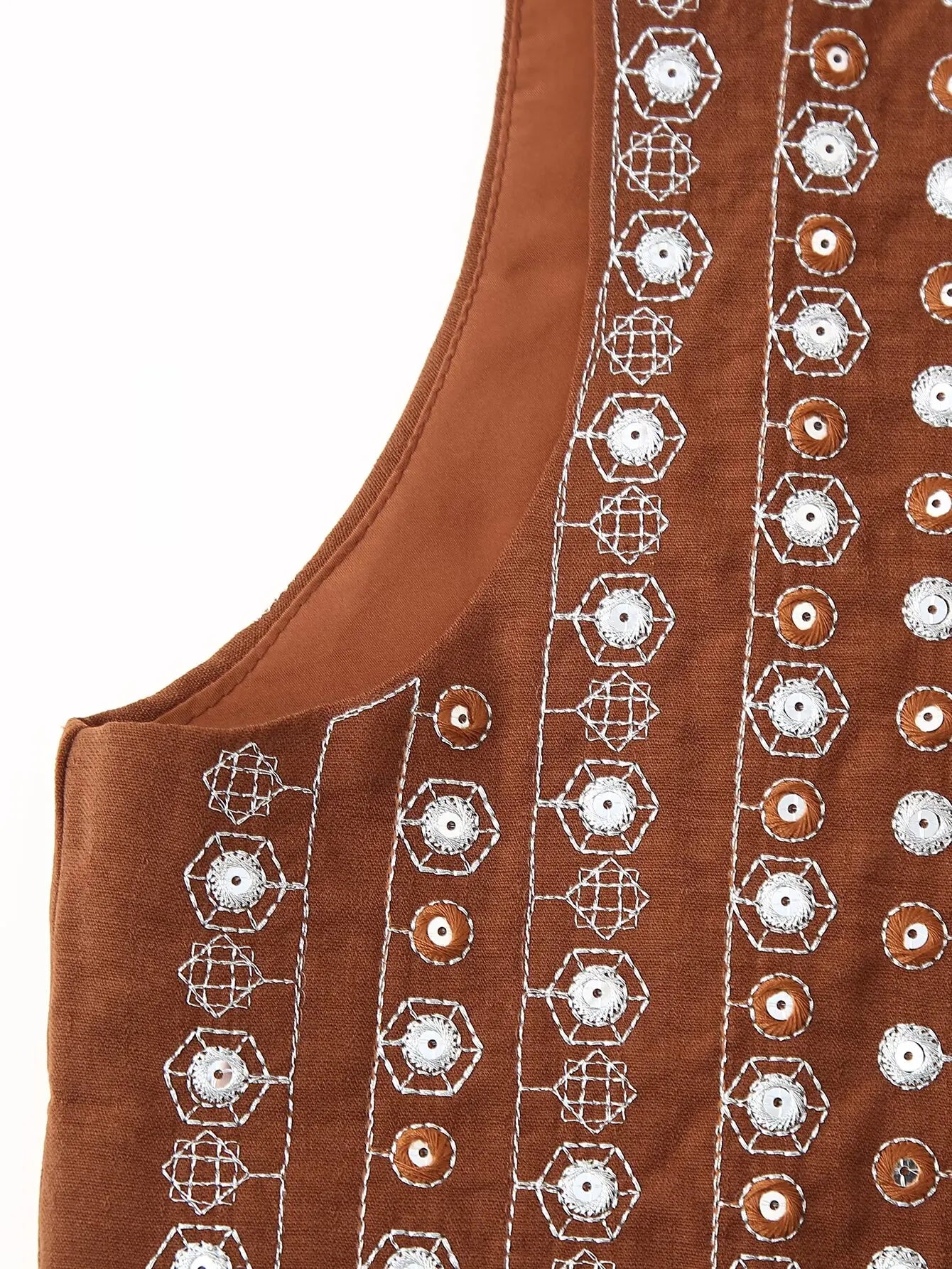 Rustic Spice Boho Sequin Embroidered Vest