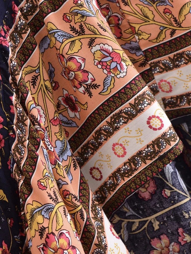 Floral Bliss Boho Floral Print Maxi Skirt