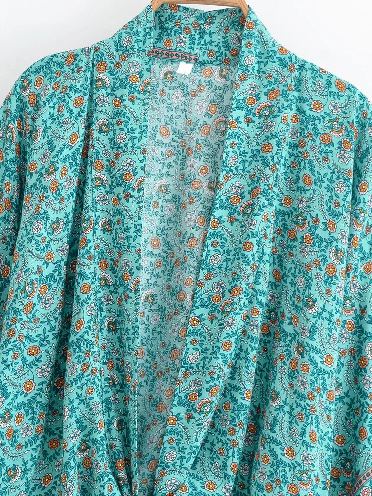 Aquarose Bloom Boho Floral Print Crop Top