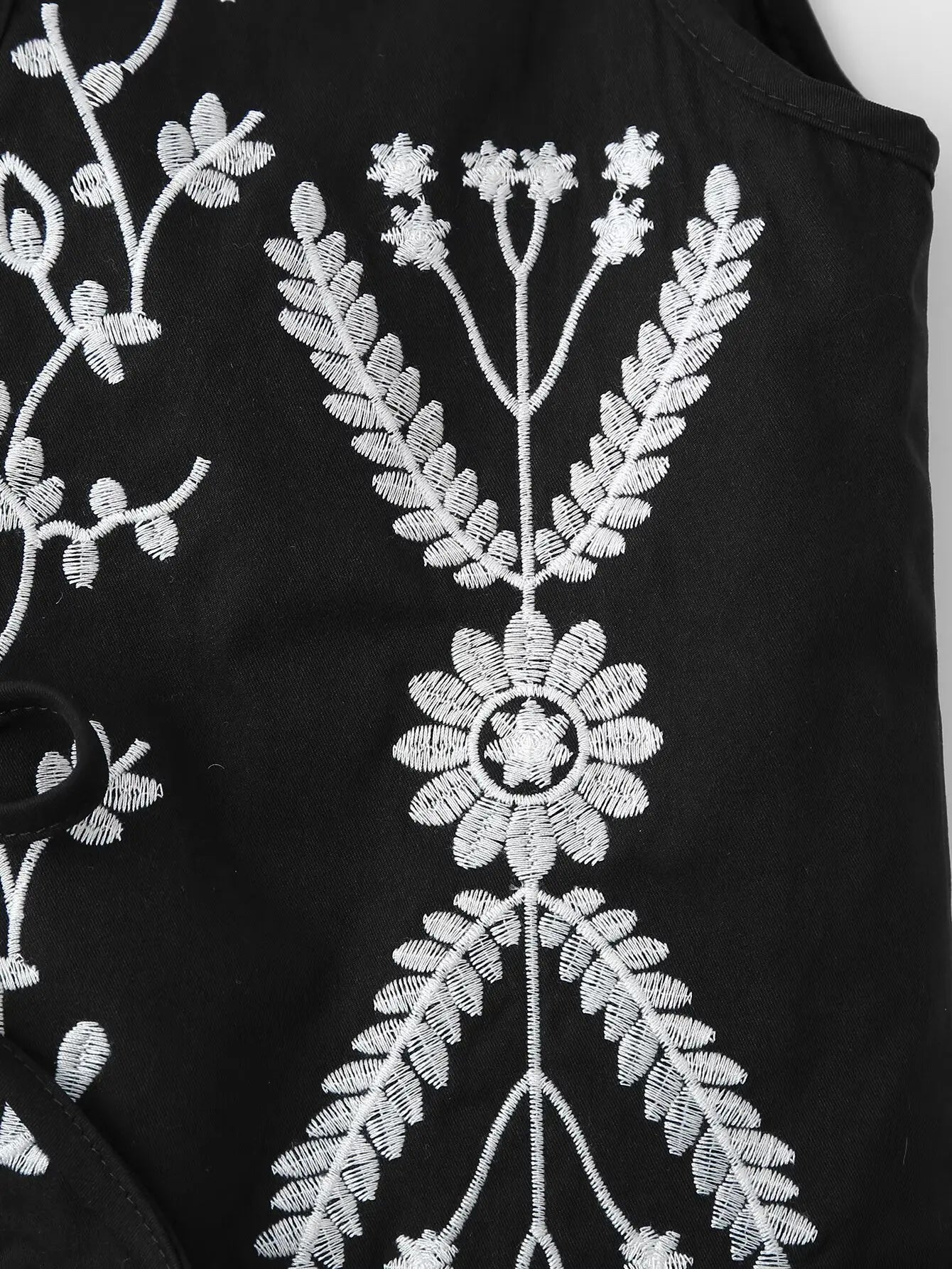 Midnight Bloom Boho Floral Embroidered Vest