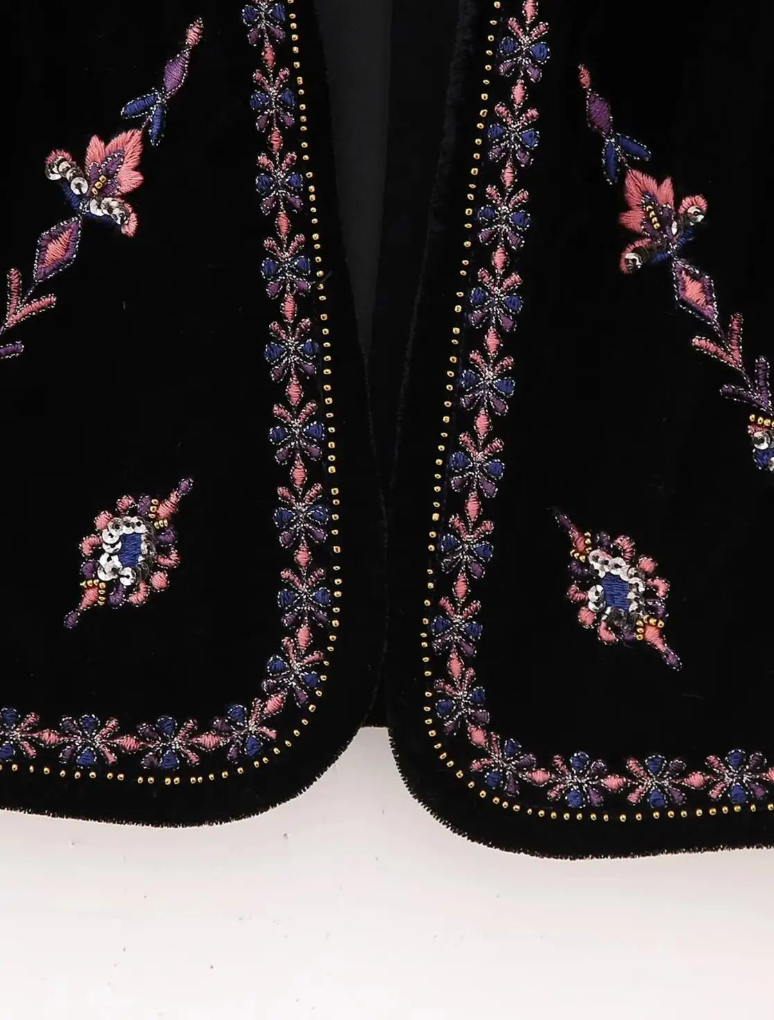 Black Shimmer Boho Sequin Embroidered Vest
