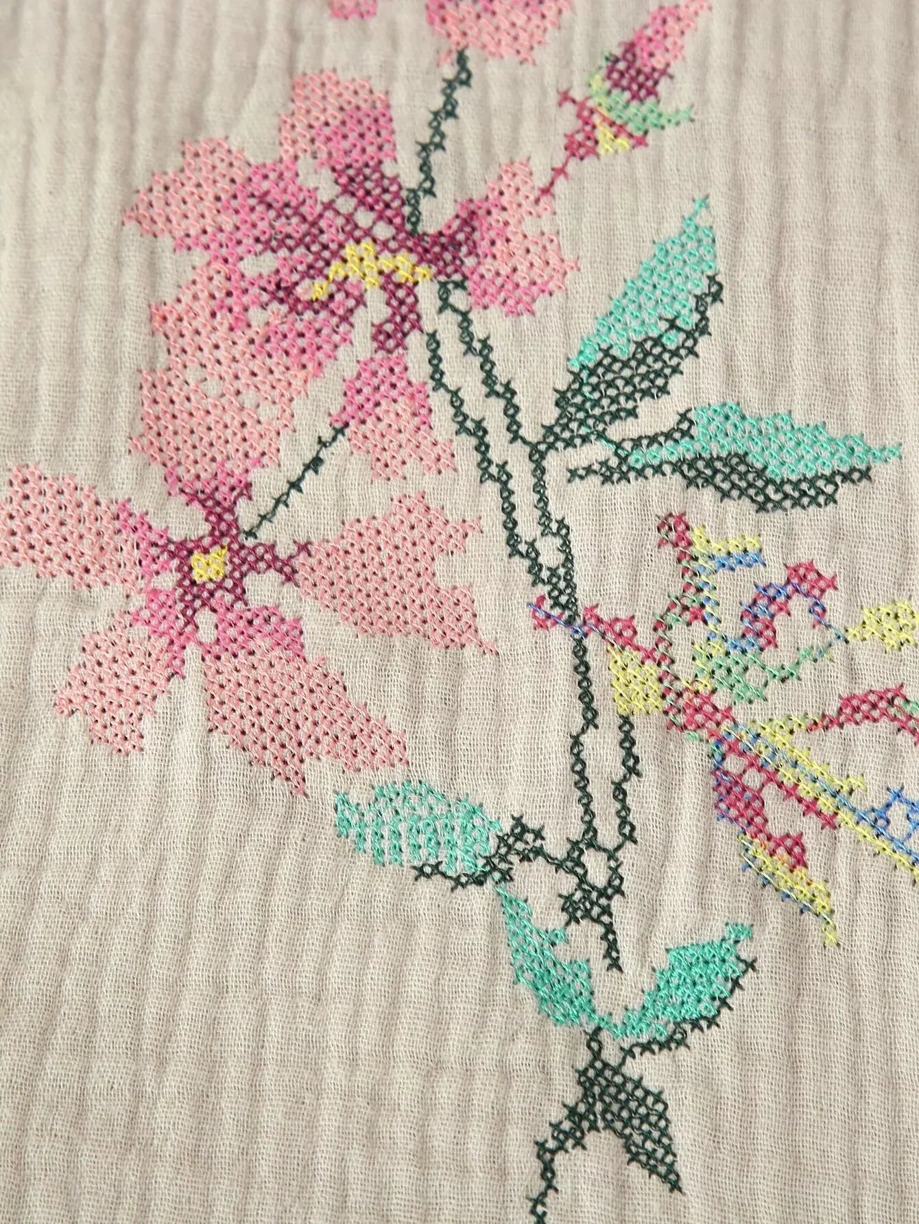 Sandy Bloom Boho Floral Embroidered Vest