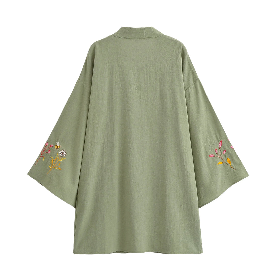 Sage Meadow Floral Embroidered Kimono Cardigan