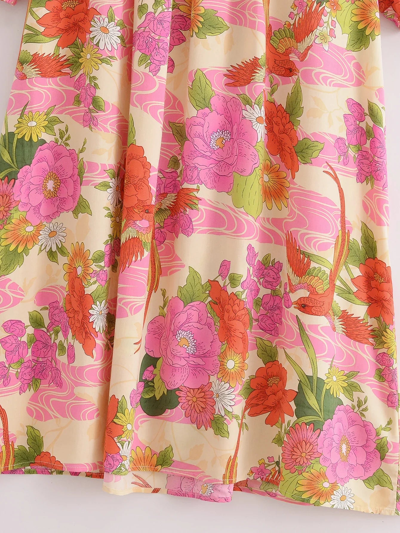 Paradise Sunset Boho Floral Print Long Sleeve Maxi Dress