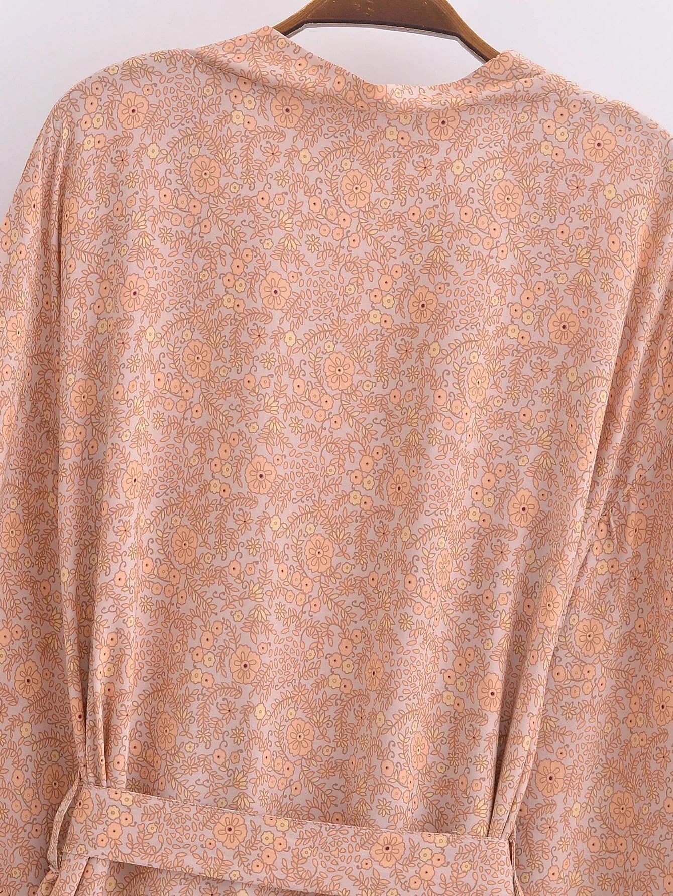 Coral Serenade Boho Floral Print Short Robe