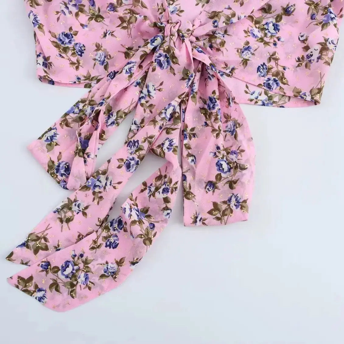 Rosy Bloom Boho Floral Print Semi-Sheer Crop Top