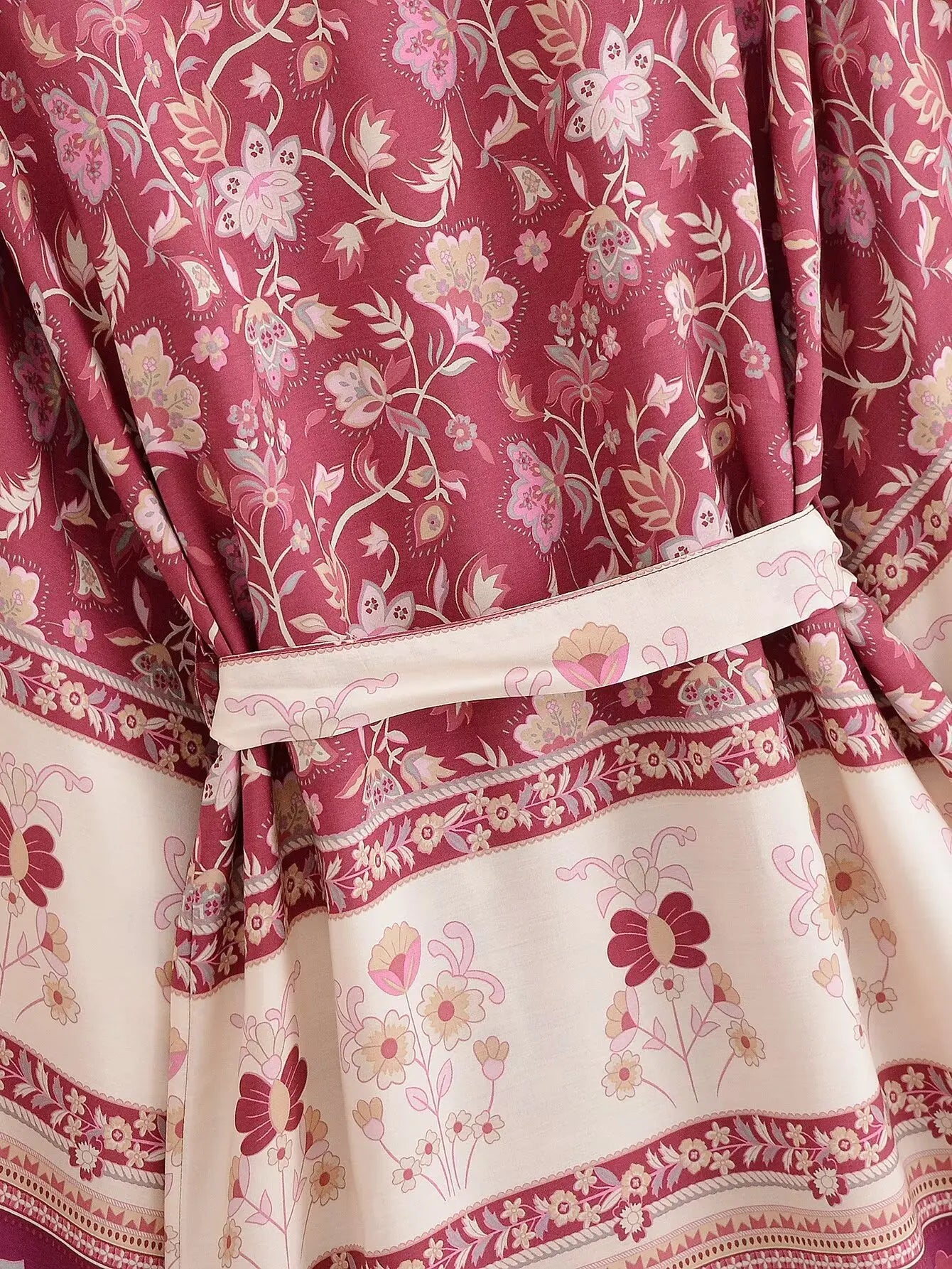 Wild Berry Bloom Boho Floral Print Short Robe