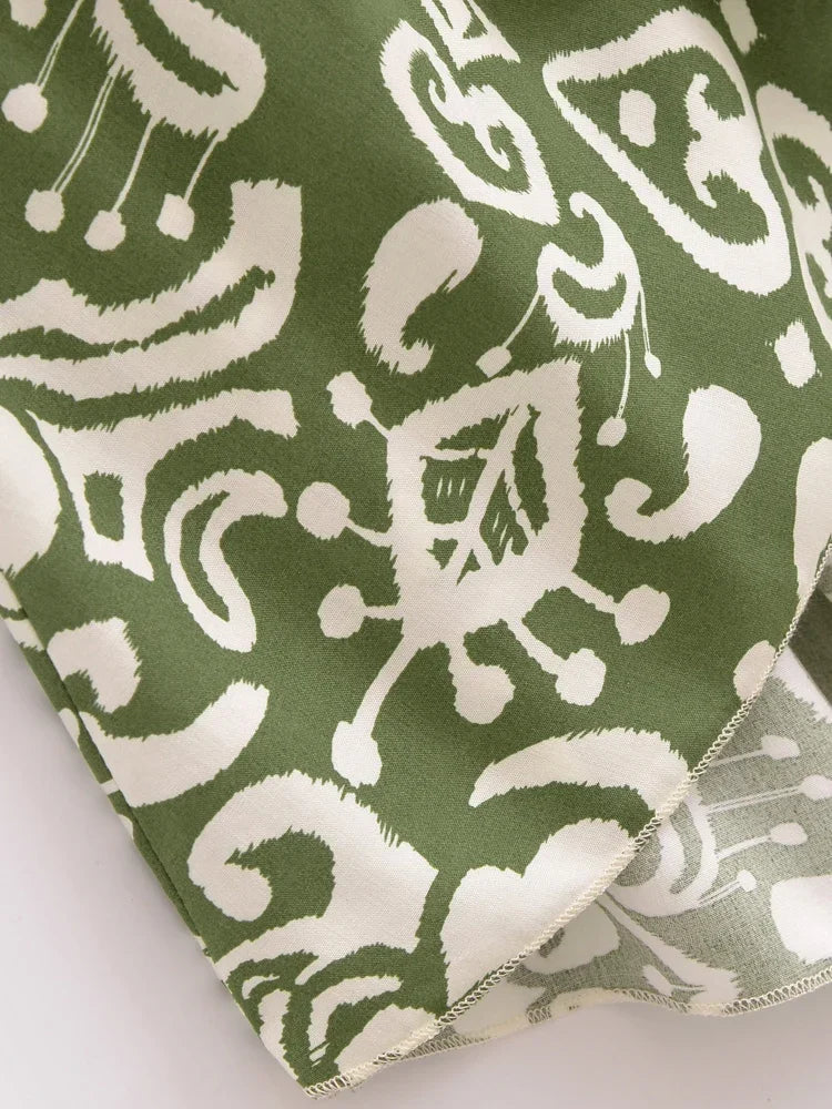Sage Serenade Boho Floral Print Maxi Dress