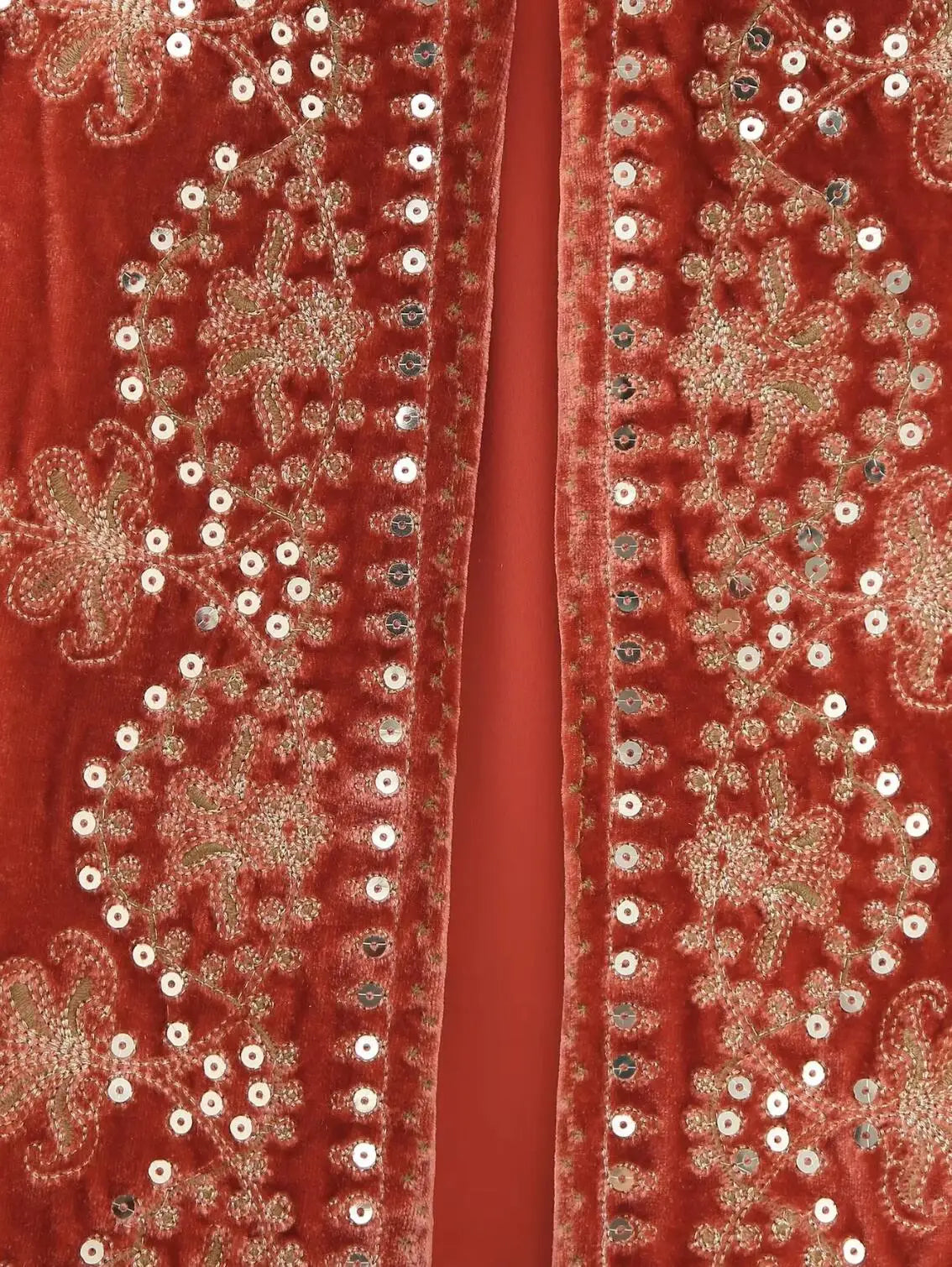 Red Boho Sequin Embroidered Vest