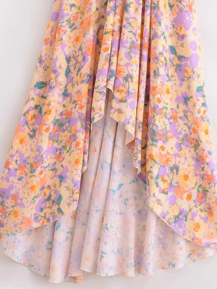 Soft Petals Boho Floral Print Maxi Dress