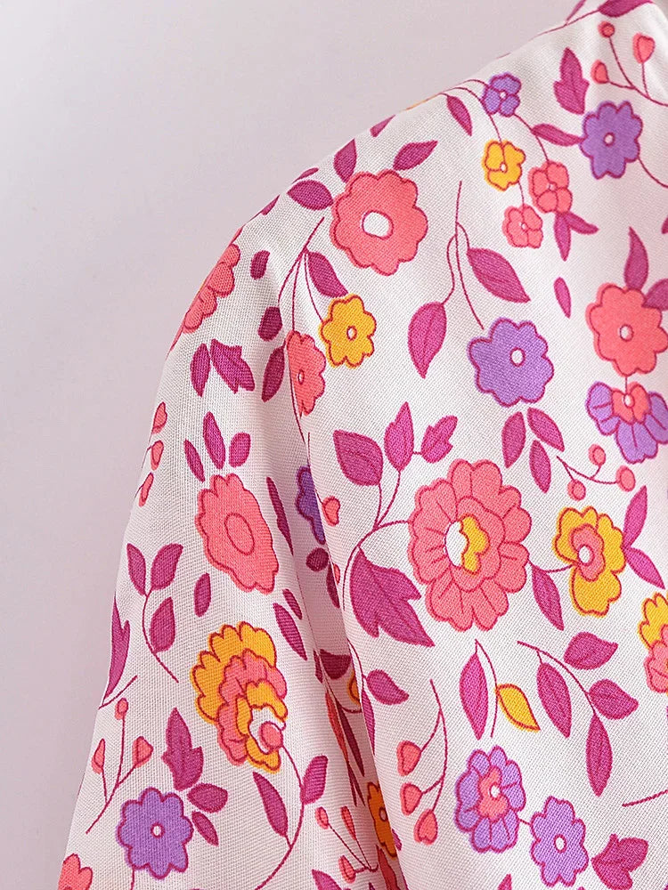 Blushing Petal Boho Floral Print Crop Top