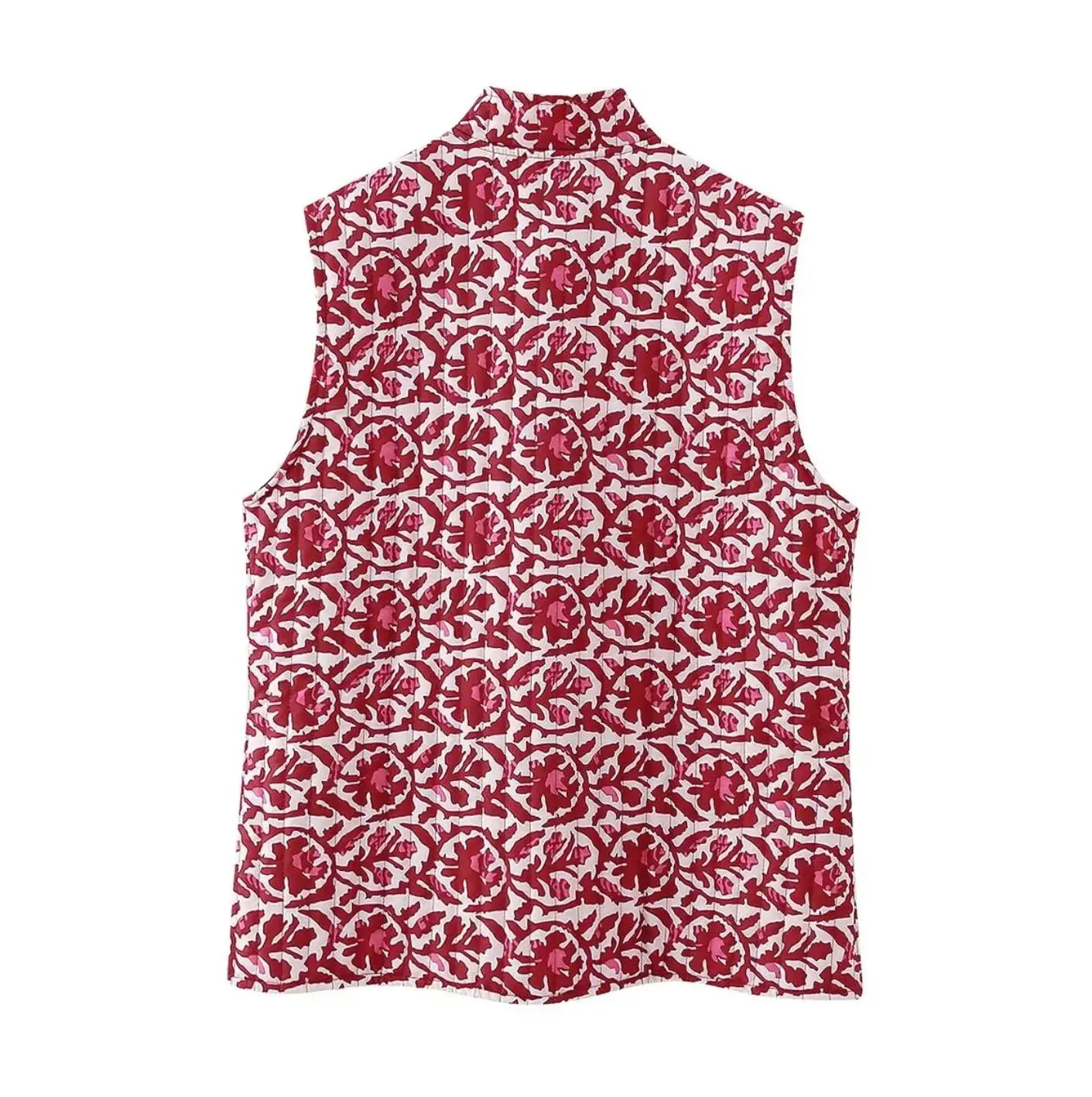 Red Reversible Boho Floral Vest