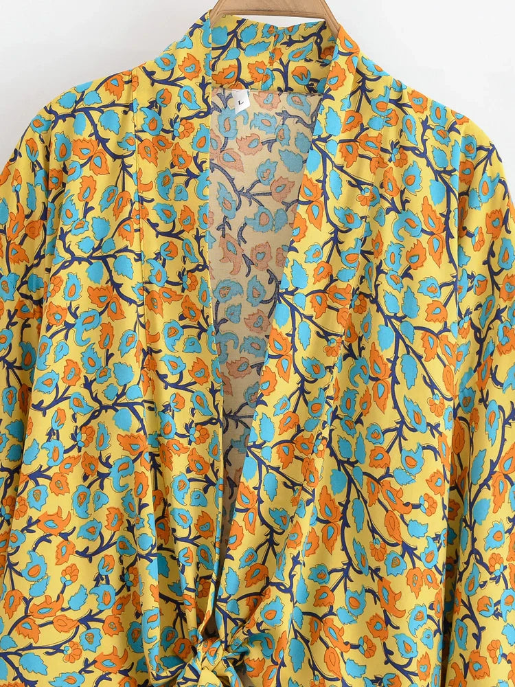 Tuscan Sun Boho Floral Print Crop Top