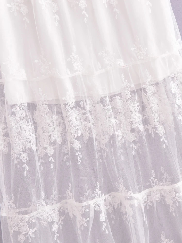 Romance in Lace Sheer Floral Midi Skirt
