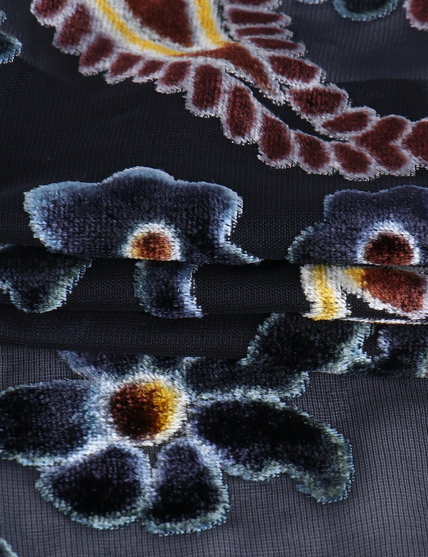 Ravenwood Floral Burnout Velvet Fringe Kimono