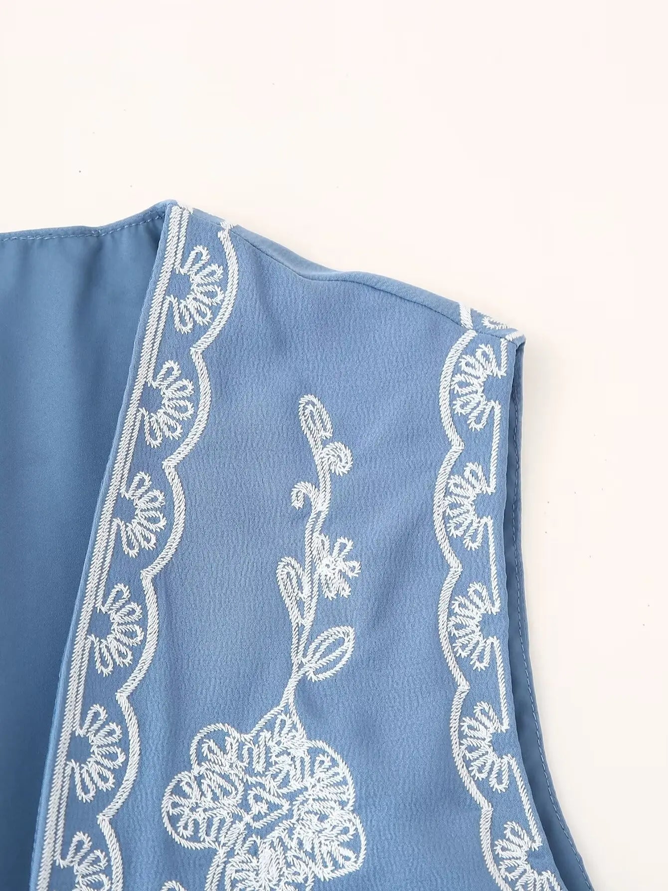 Crystal Bloom Boho Floral Embroidered Vest