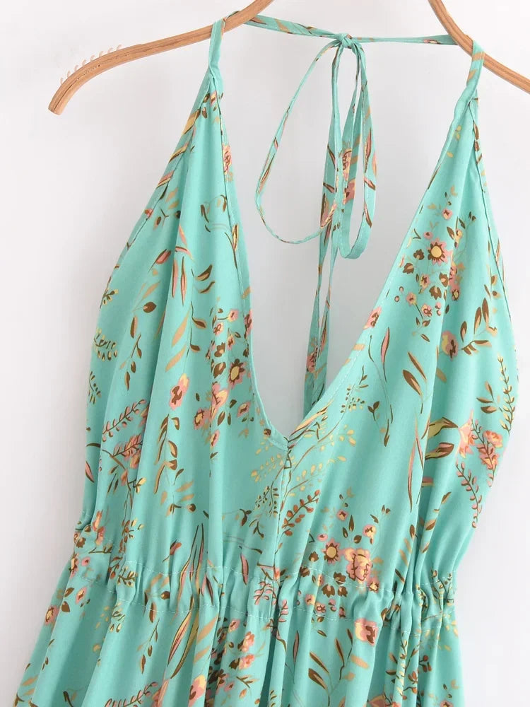 Whispers of Romance Boho Floral Print Maxi Dress