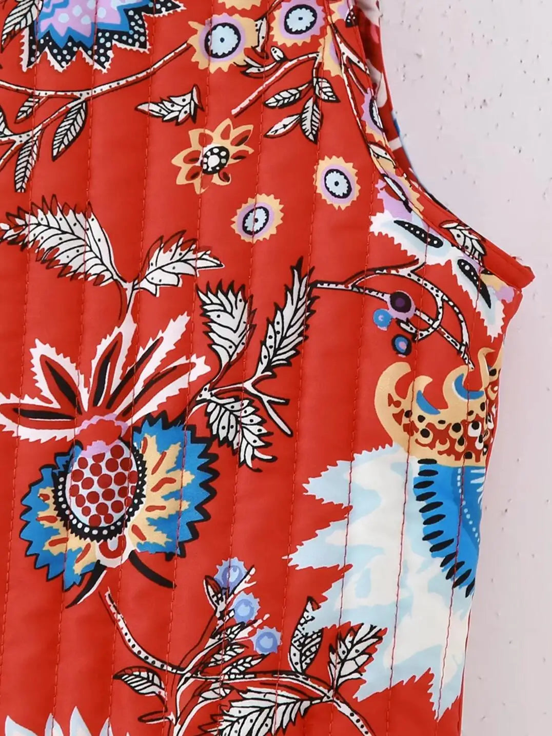 Red Reversible Boho Floral Vest