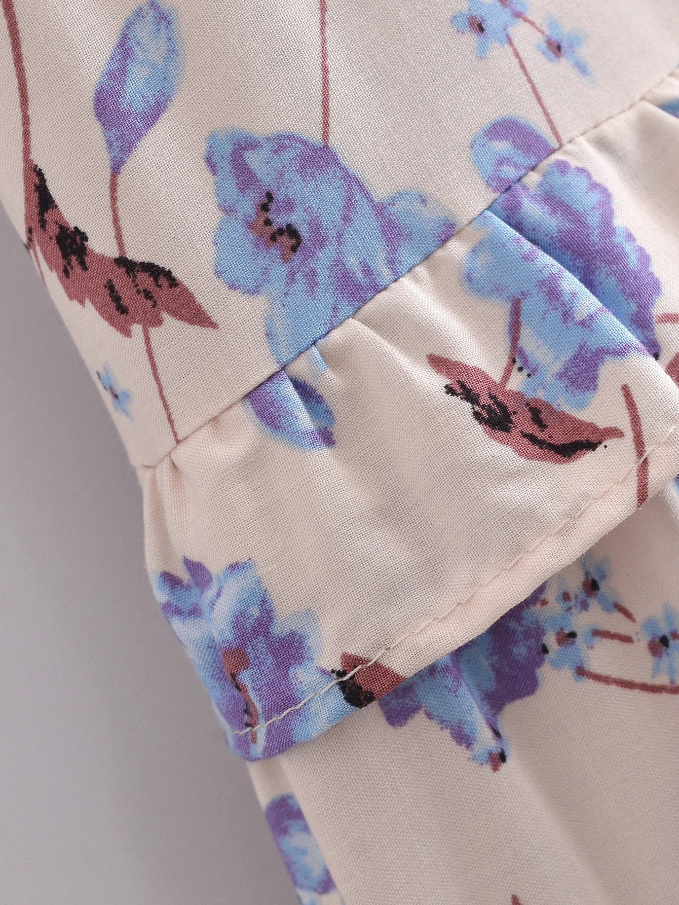 Prairie Blue Boho Floral Print Midi Dress
