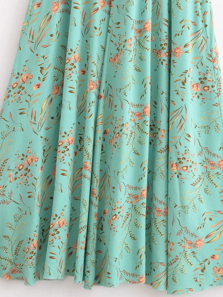 Whispers of Romance Boho Floral Print Maxi Dress