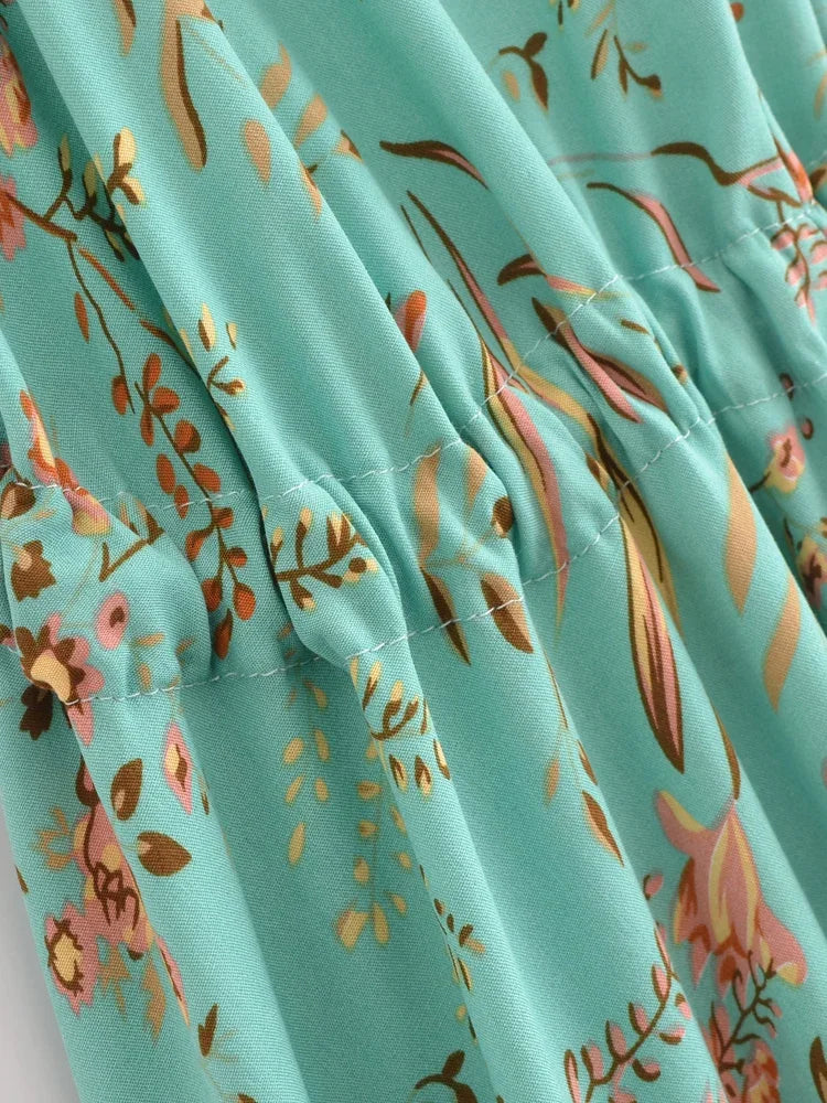Whispers of Romance Boho Floral Print Maxi Dress